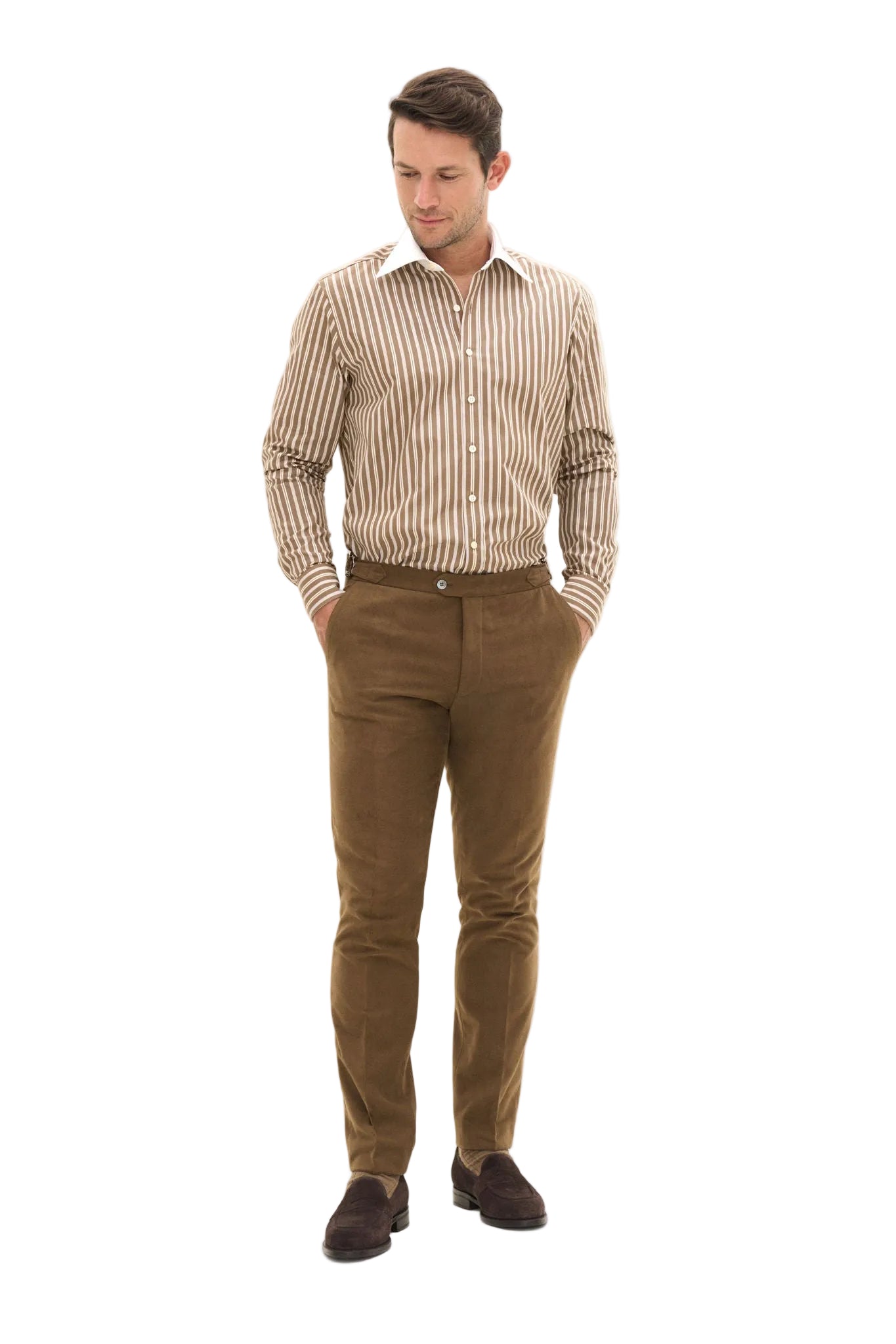 Reg Fit Turn Down Multistripe Shirt Barque Brown