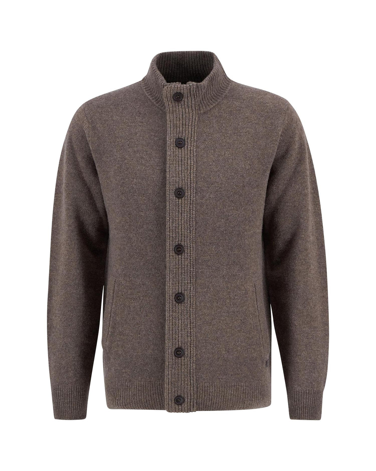 Essential Elbow-Patch Cardigan - Dark Stone