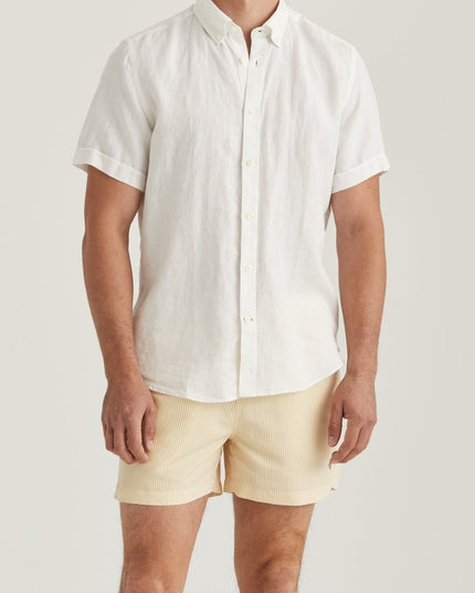 Morris Stockholm Douglas Linen SS Shirt - Classic Fit 01 White - Mandy