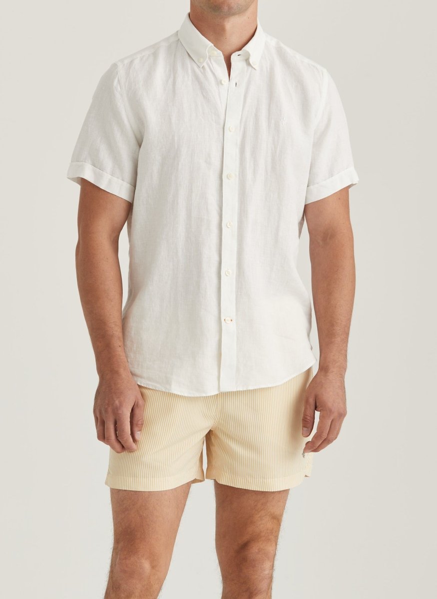 Morris Stockholm Douglas Linen SS Shirt - Classic Fit 01 White - Mandy