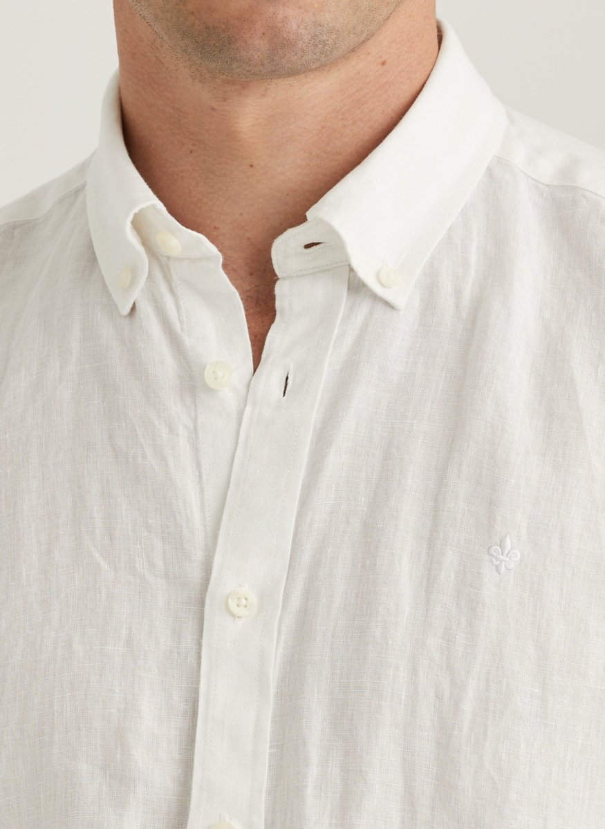 Morris Stockholm Douglas Linen SS Shirt - Classic Fit 01 White - Mandy