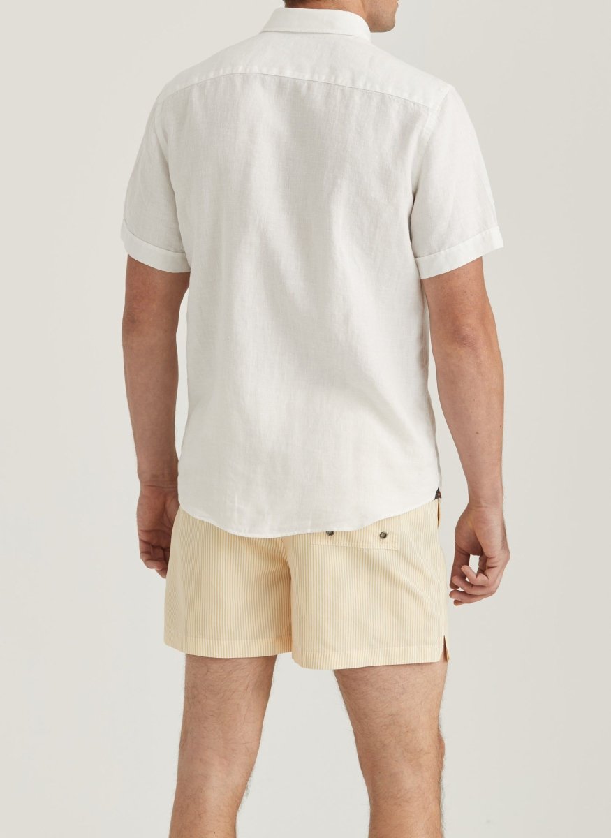 Morris Stockholm Douglas Linen SS Shirt - Classic Fit 01 White - Mandy