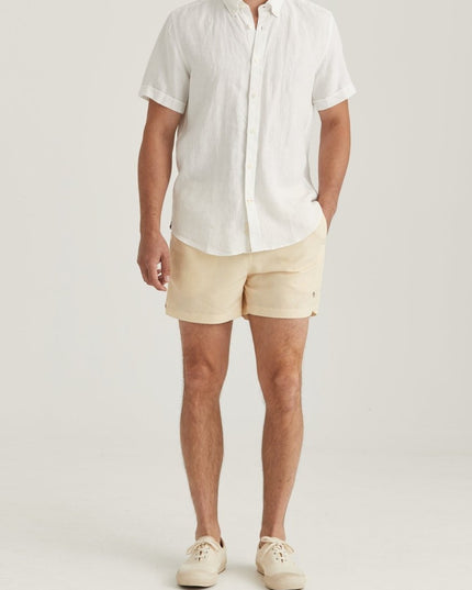 Morris Stockholm Douglas Linen SS Shirt - Classic Fit 01 White - Mandy
