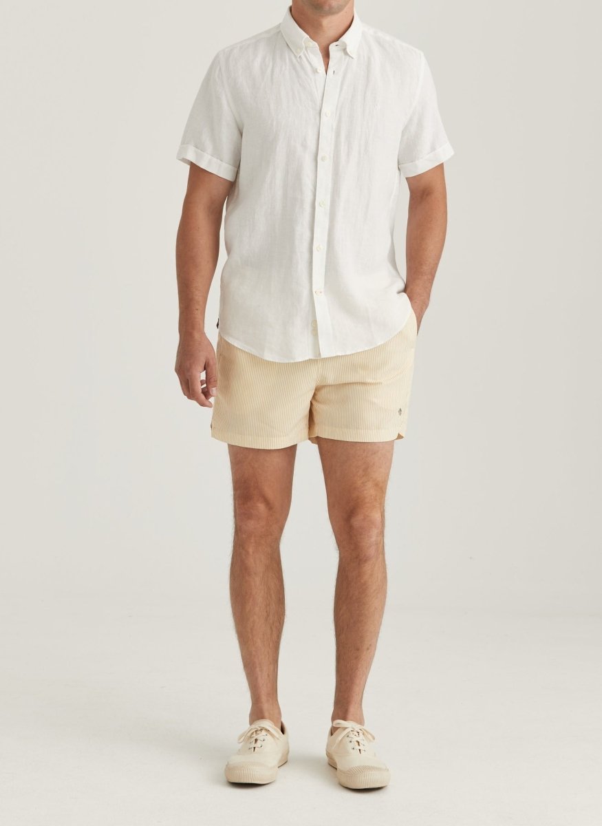 Morris Stockholm Douglas Linen SS Shirt - Classic Fit 01 White - Mandy