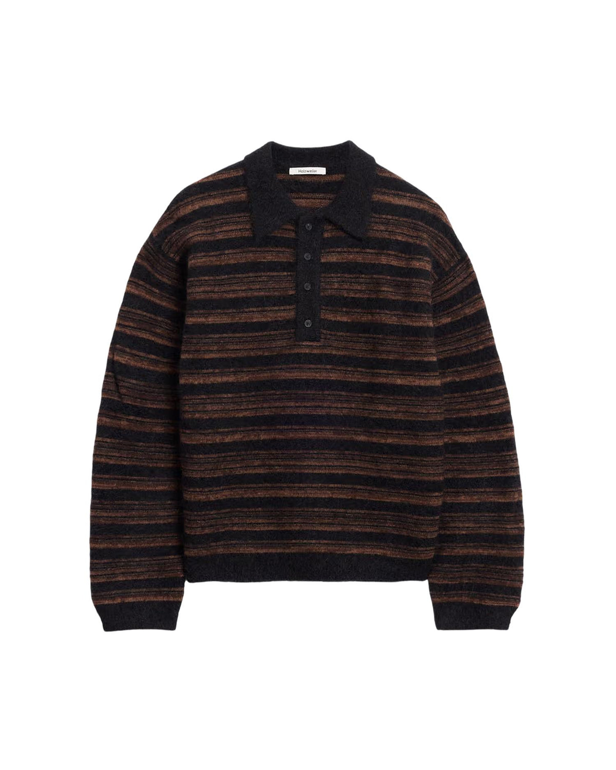 Ollie Wool Polo Sweater – Brown Stripe