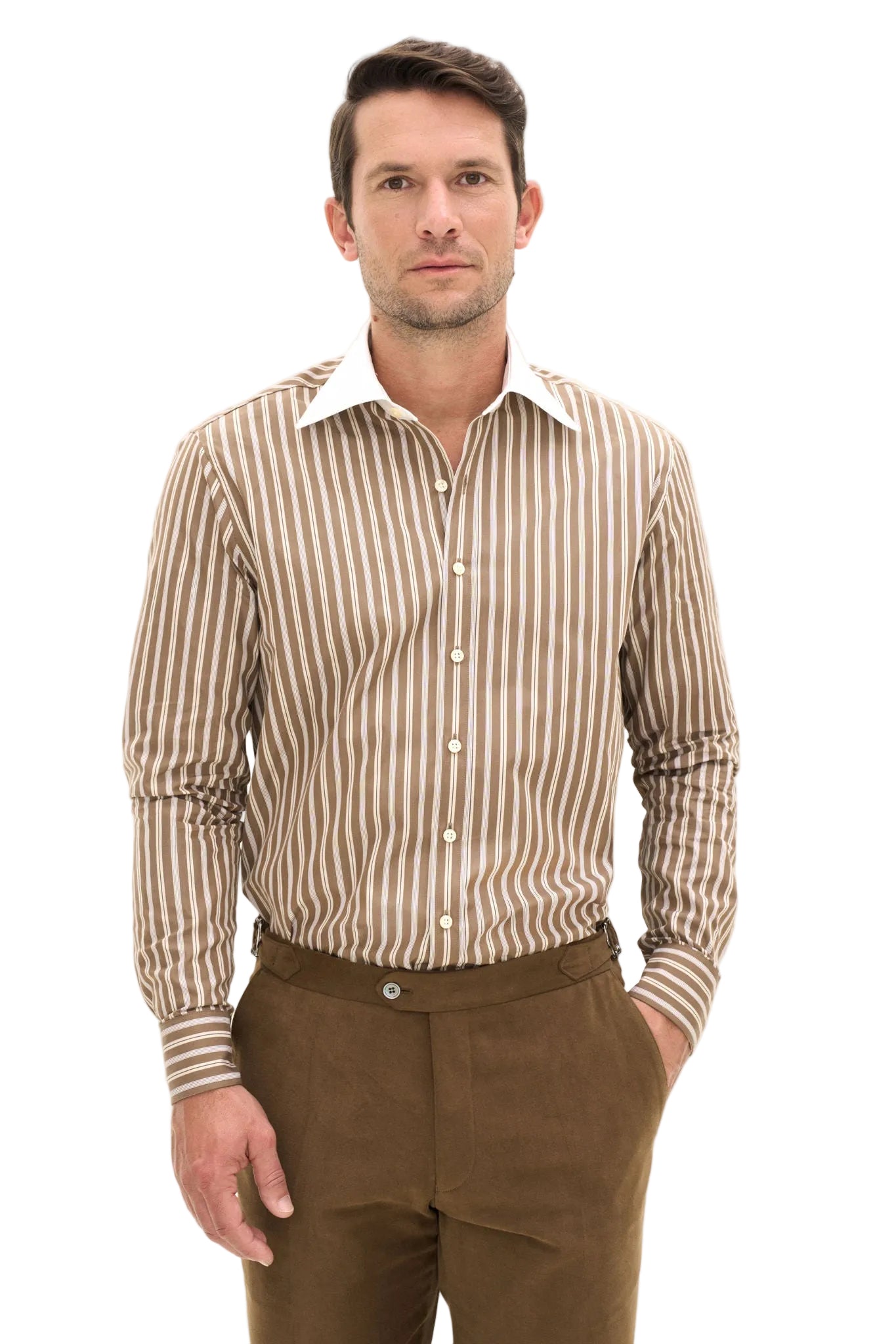Reg Fit Turn Down Multistripe Shirt Barque Brown