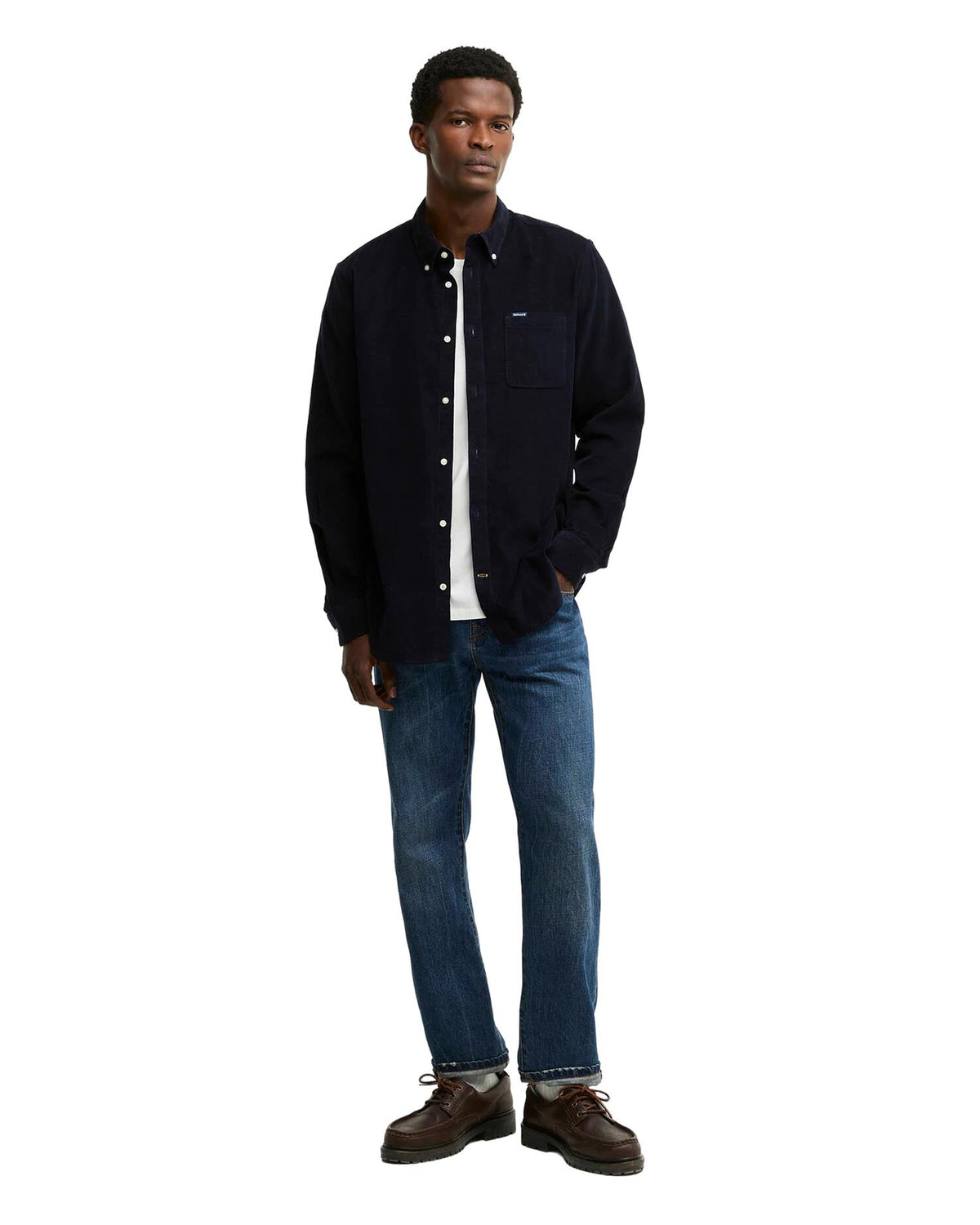 Ramsey Tailored Long-Sleeved Shirt Marineblå