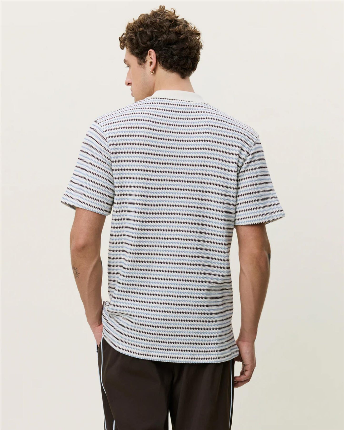 Knitted stripe polo