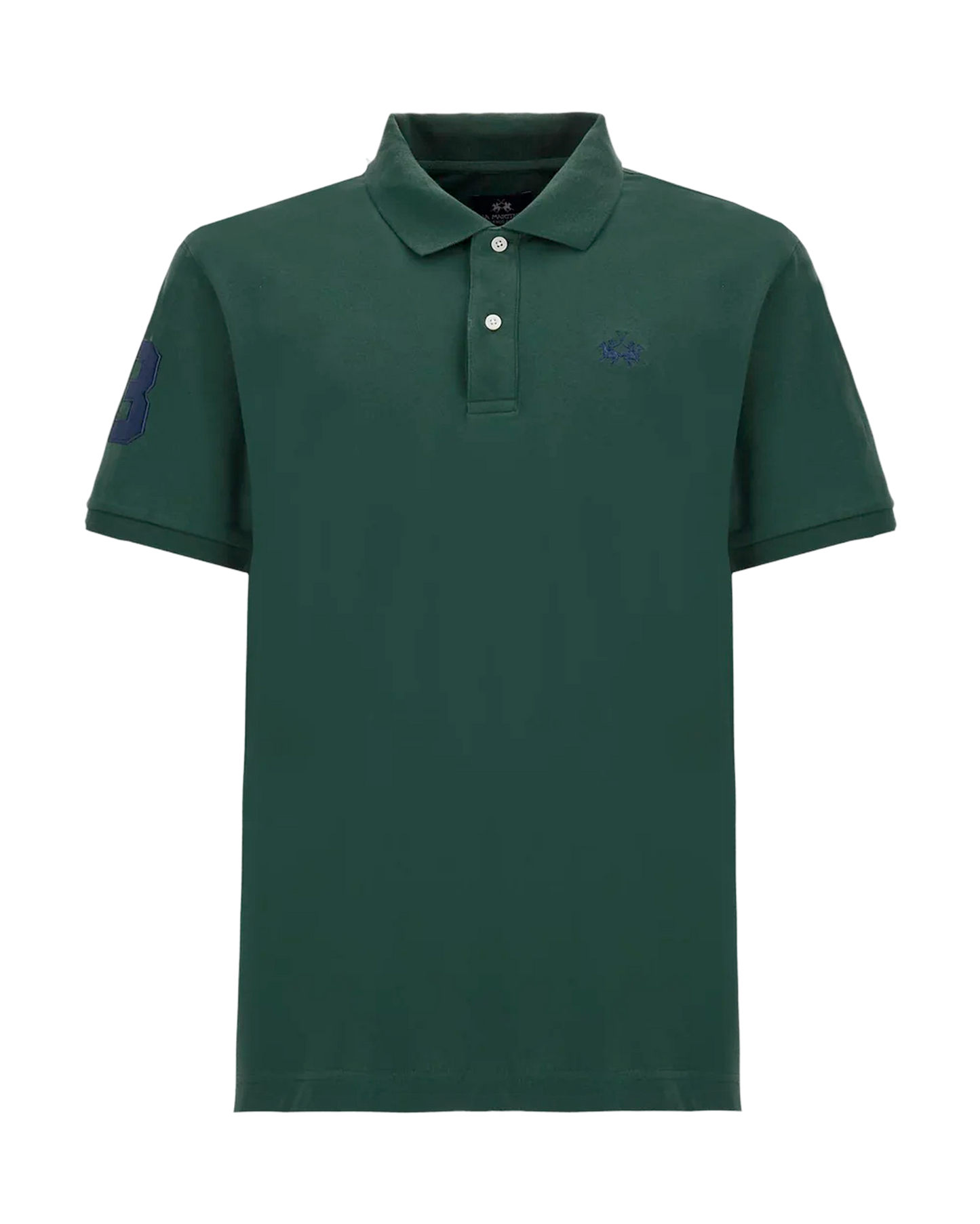 Men’s stretch piqué polo with sleeve number – Ray