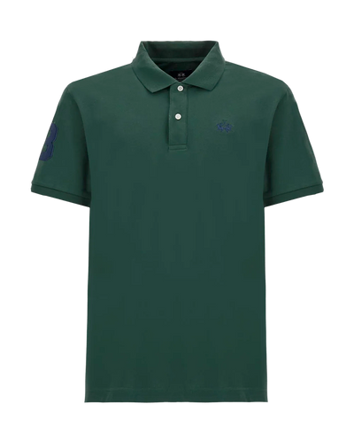 Men’s stretch piqué polo with sleeve number – Ray