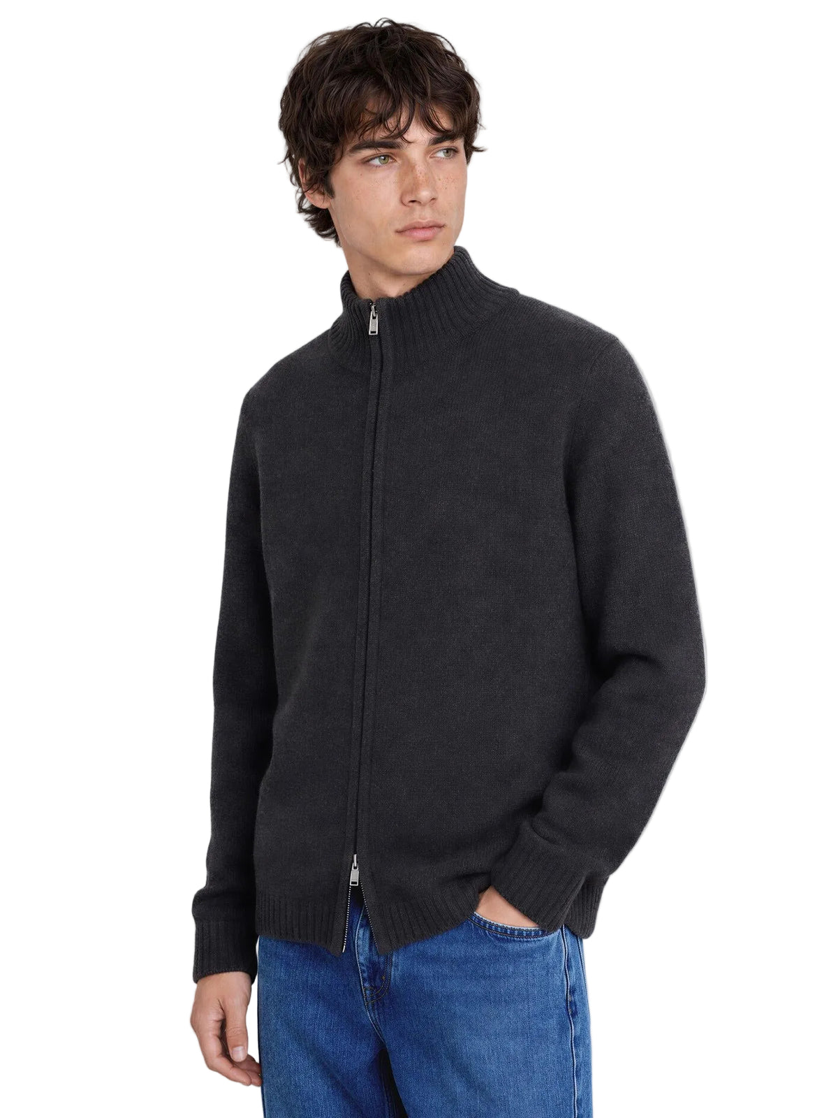 Andreas Zip-Up Cardigan - Dk. Grey