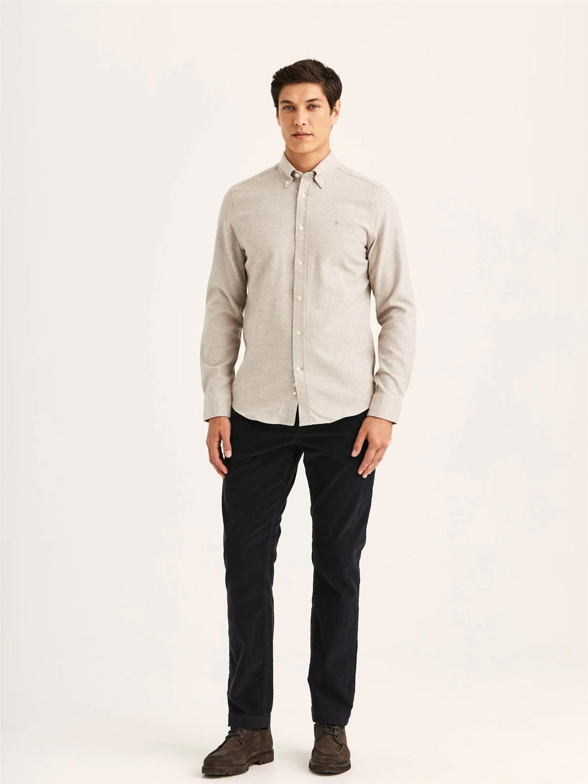 Rutete Flanellskjorte Slim Fit – Khaki