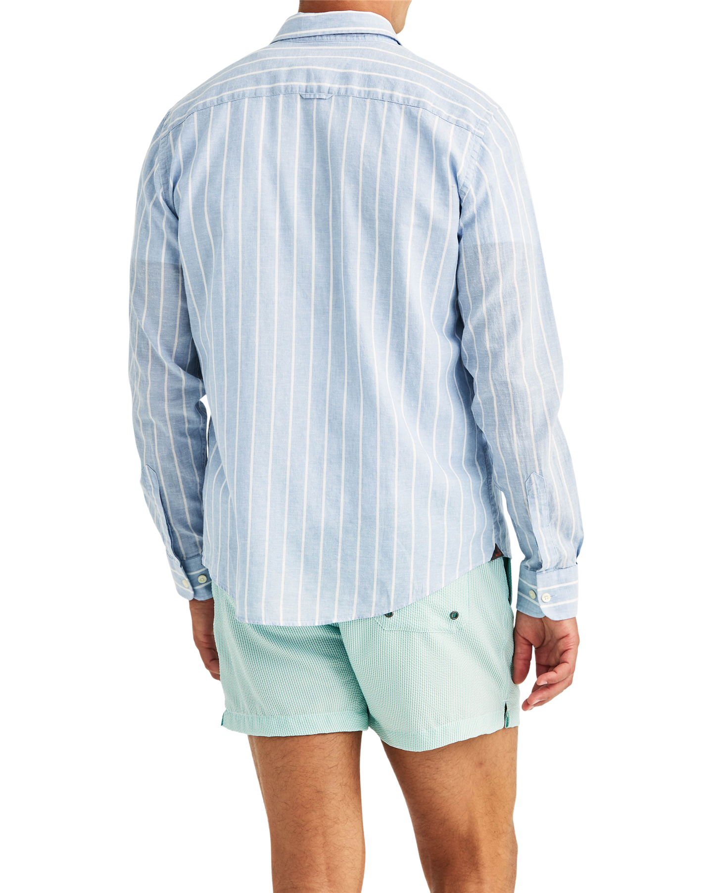 Douglas Linen Mix Stripe Shirt – Light Blue