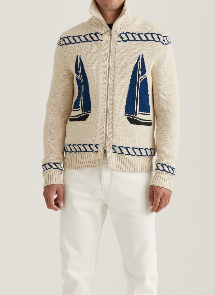Morris Stockholm Fisher Zip Cardigan - Mandy