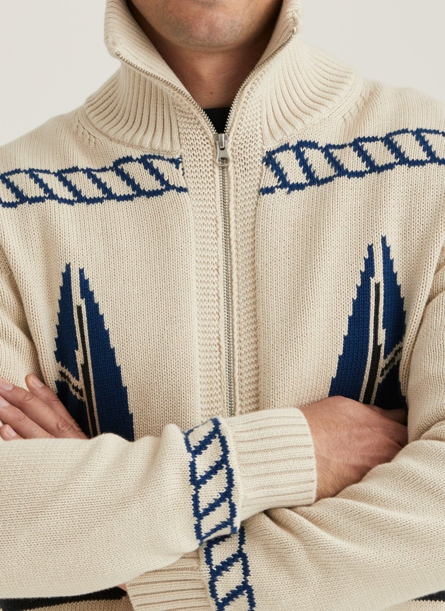 Morris Stockholm Fisher Zip Cardigan - Mandy