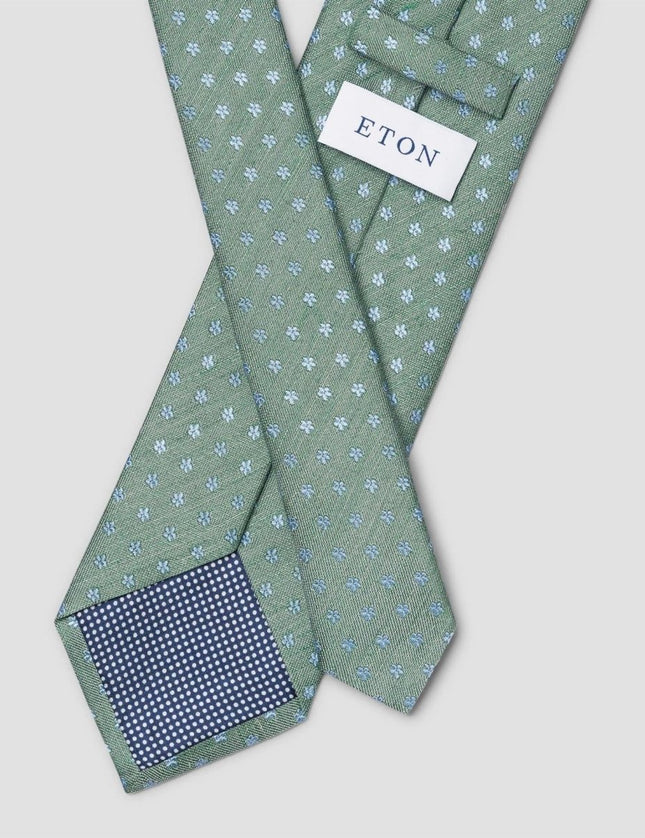 Eton Floral woven silk linen tie - Lysegrønn - Mandy