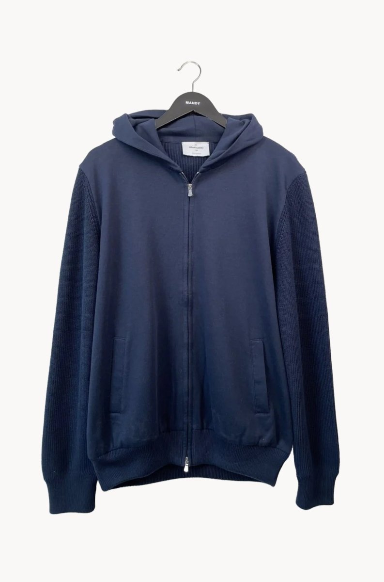 Gran Sasso Full Zip Hoodie Rib Cotton - Mandy