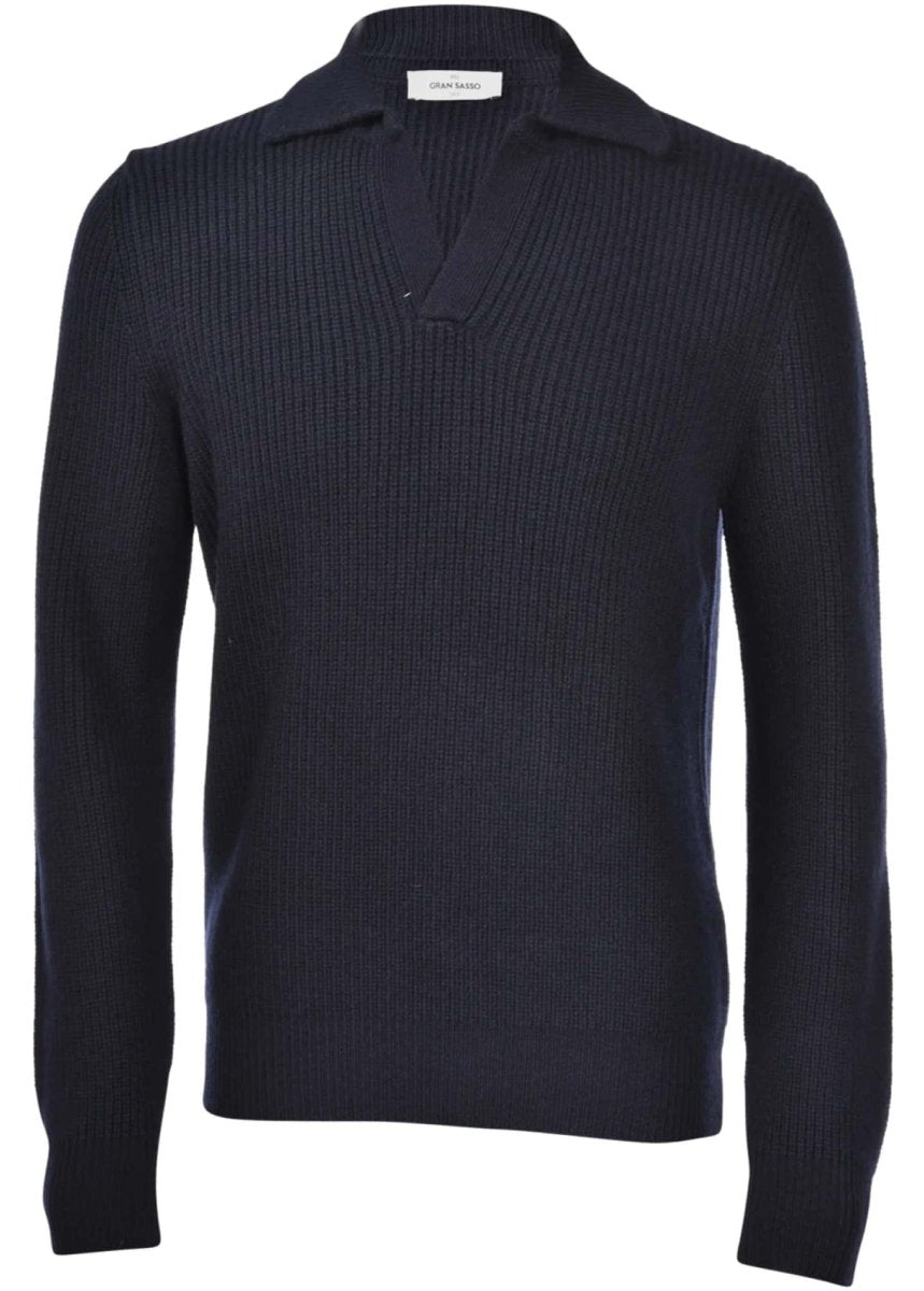 Gran Sasso HALF - FISHERMAN'S RIB KNIT SKIPPER POLO - Mandy