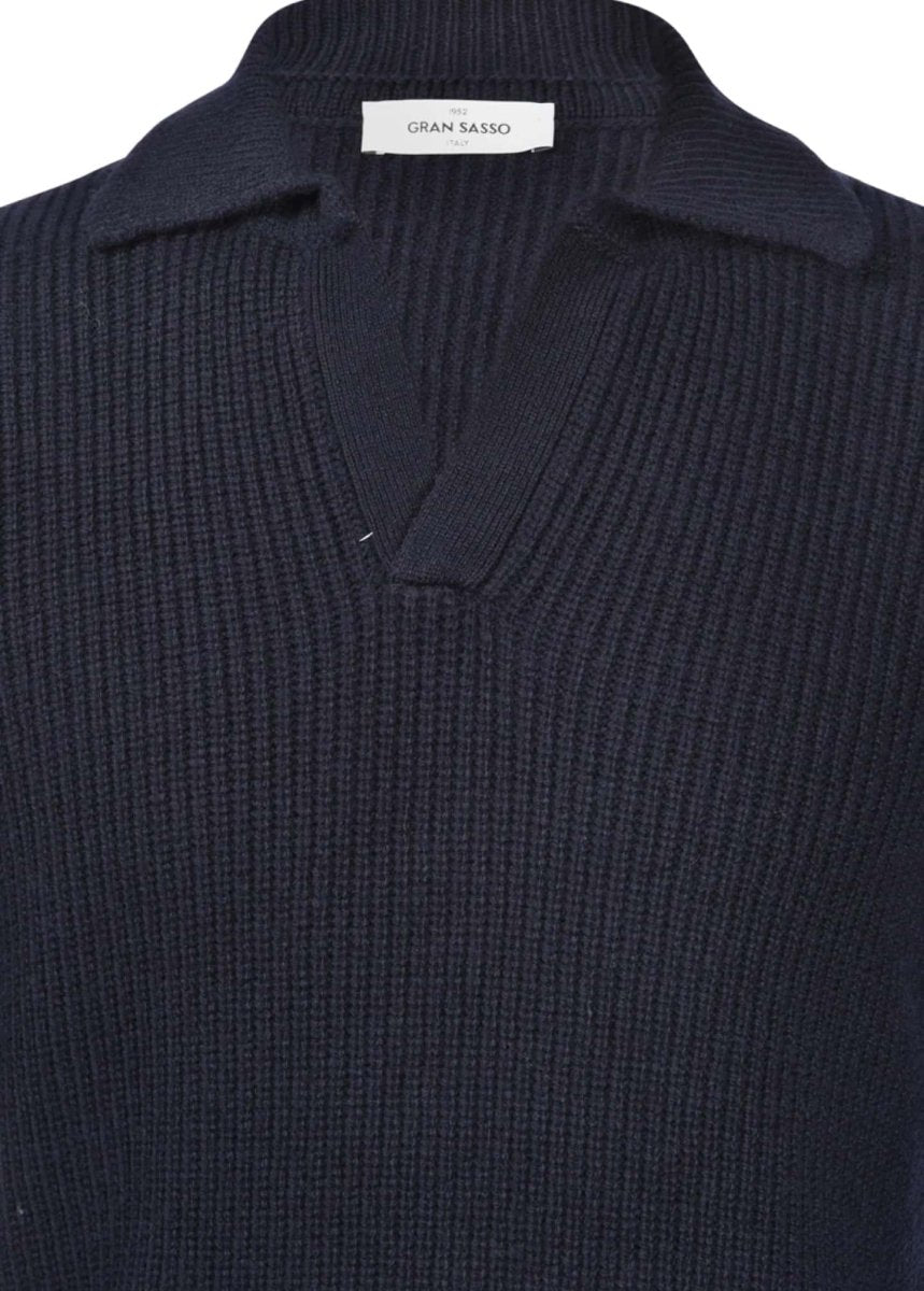 Gran Sasso HALF - FISHERMAN'S RIB KNIT SKIPPER POLO - Mandy