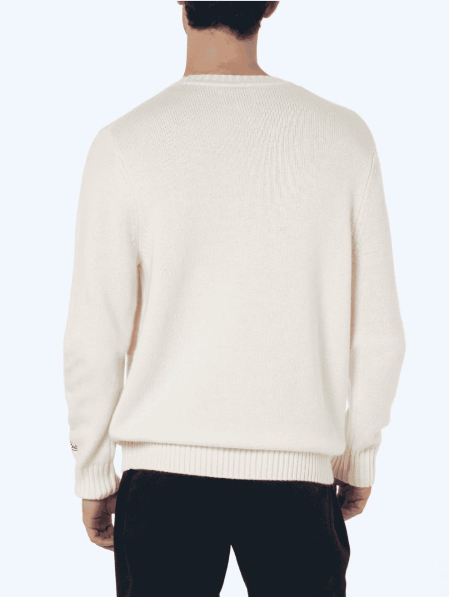 MC2 Saint Barth Man white sweater Bombardino with Après ski embroidery - Mandy