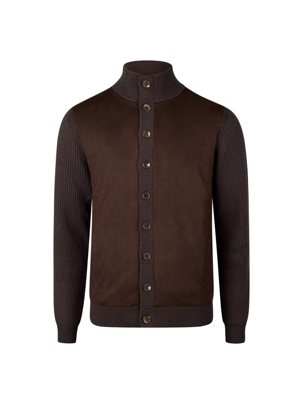 Cardigan Knitted Hybrid Buttoned Alcantara
