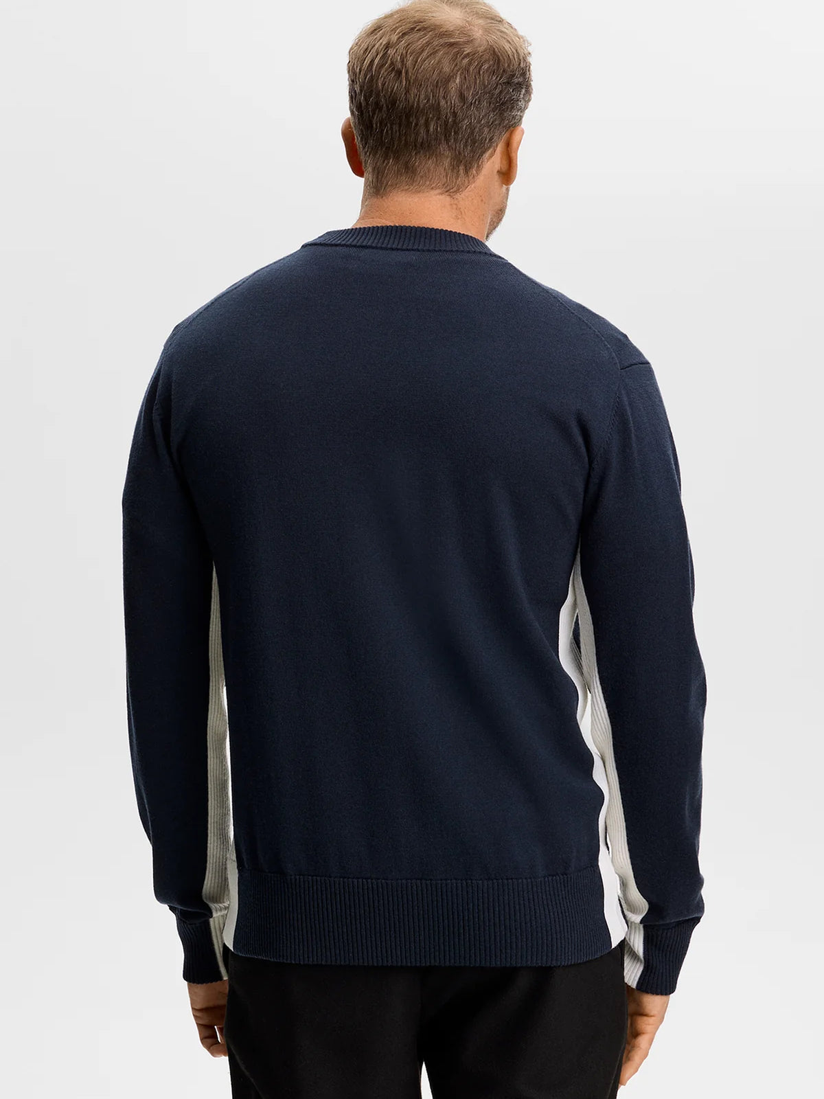 Chester Side Stripe Knit Crew – JL Navy