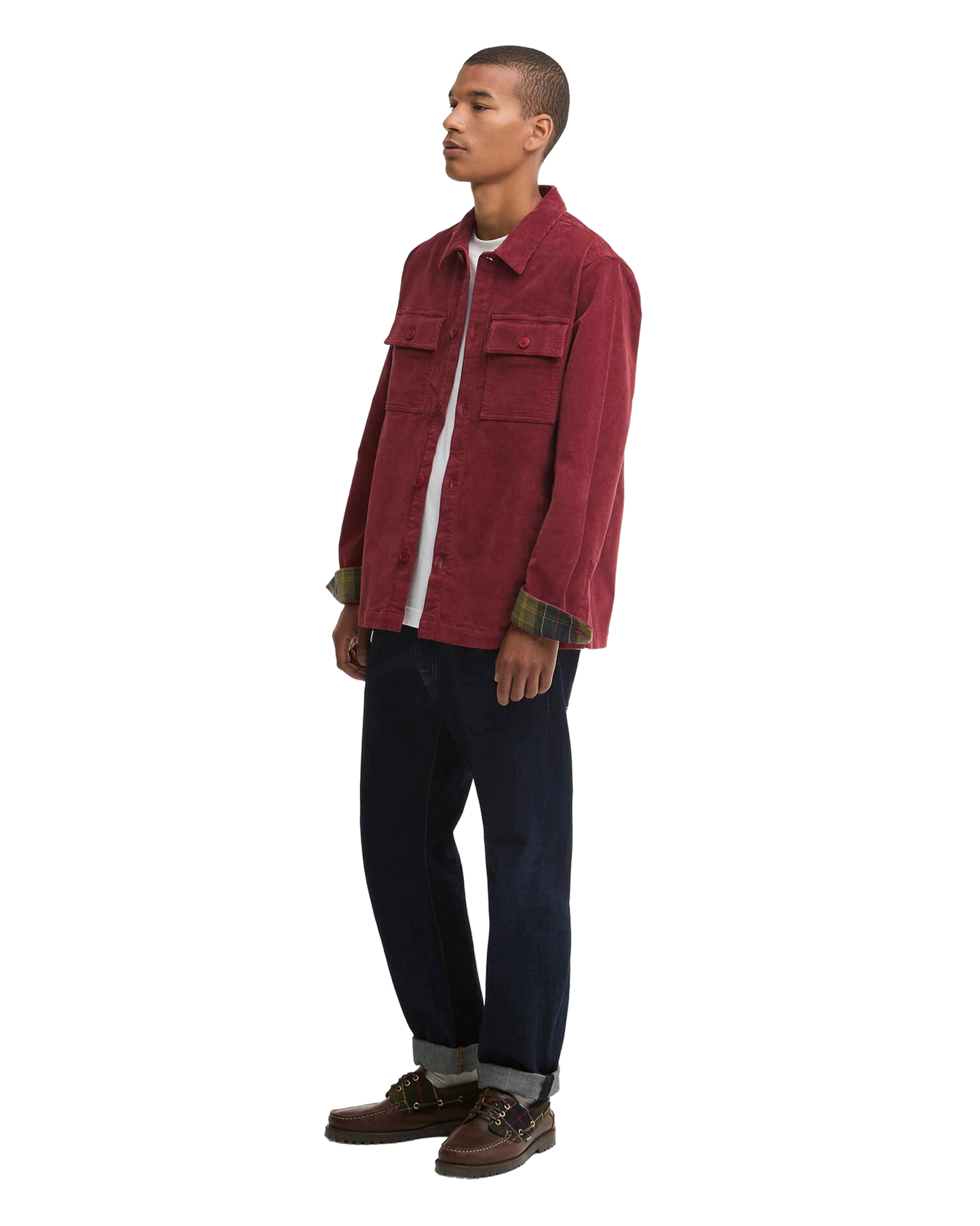 Tartan Trimmed Cord Overshirt Flerfarget