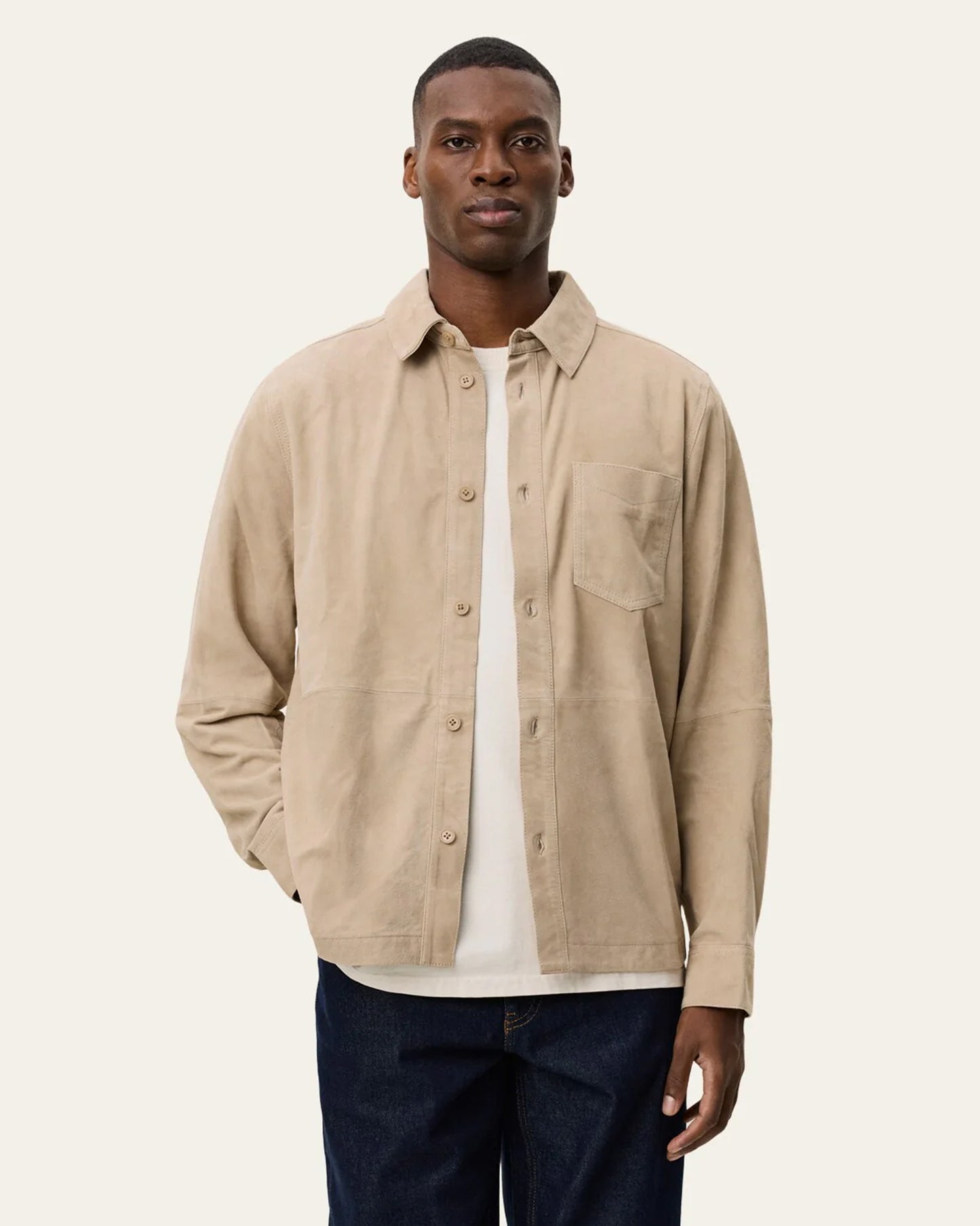 Les Deux Bertram Suede Overshirt – Light Sand