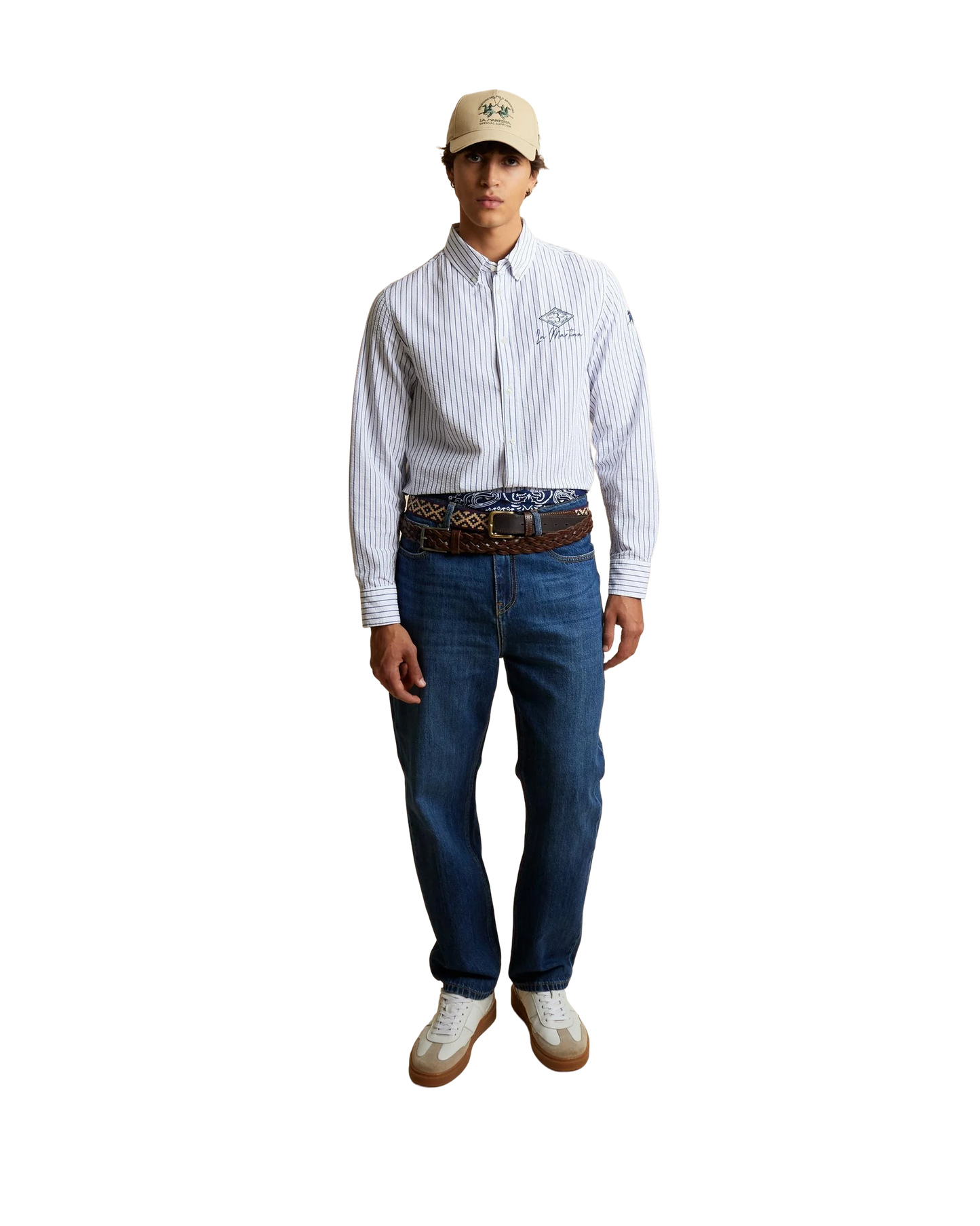 Cisco Seersucker Skjorte – Optic White / Ensign Blue