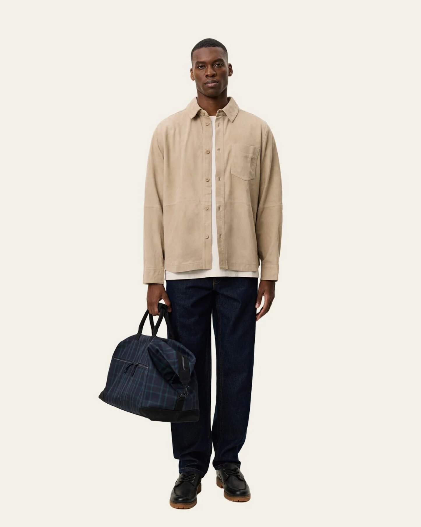 Les Deux Bertram Suede Overshirt – Light Sand