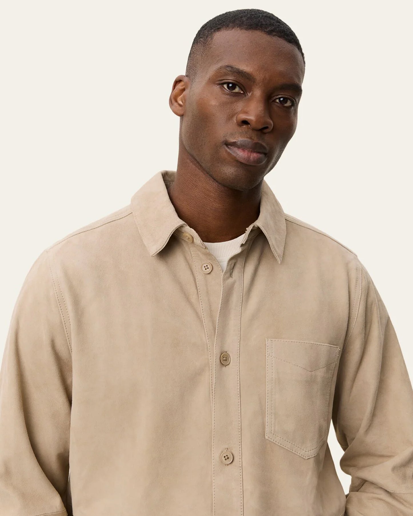 Les Deux Bertram Suede Overshirt – Light Sand
