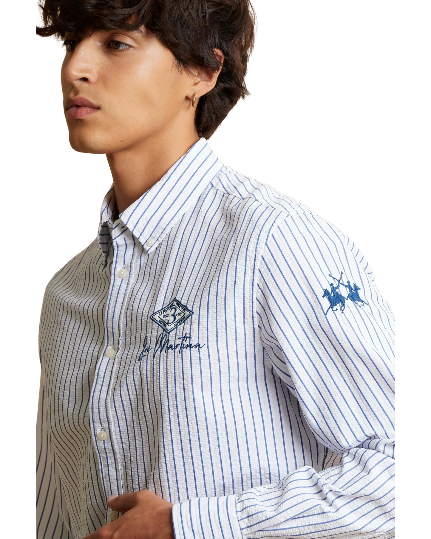 Cisco Seersucker Skjorte – Optic White / Ensign Blue