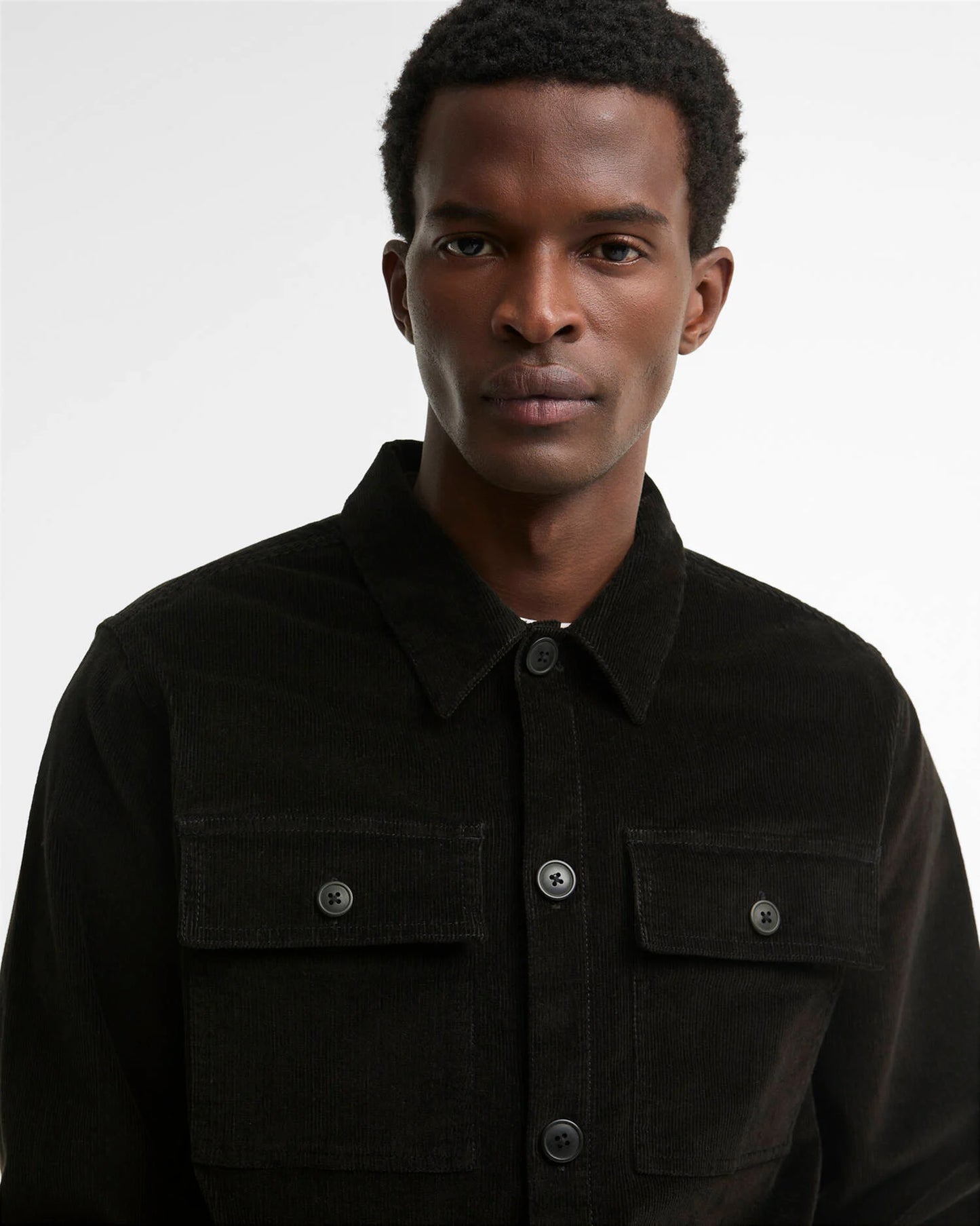 Tartan Trimmed Cord Overshirt Olive Oliven