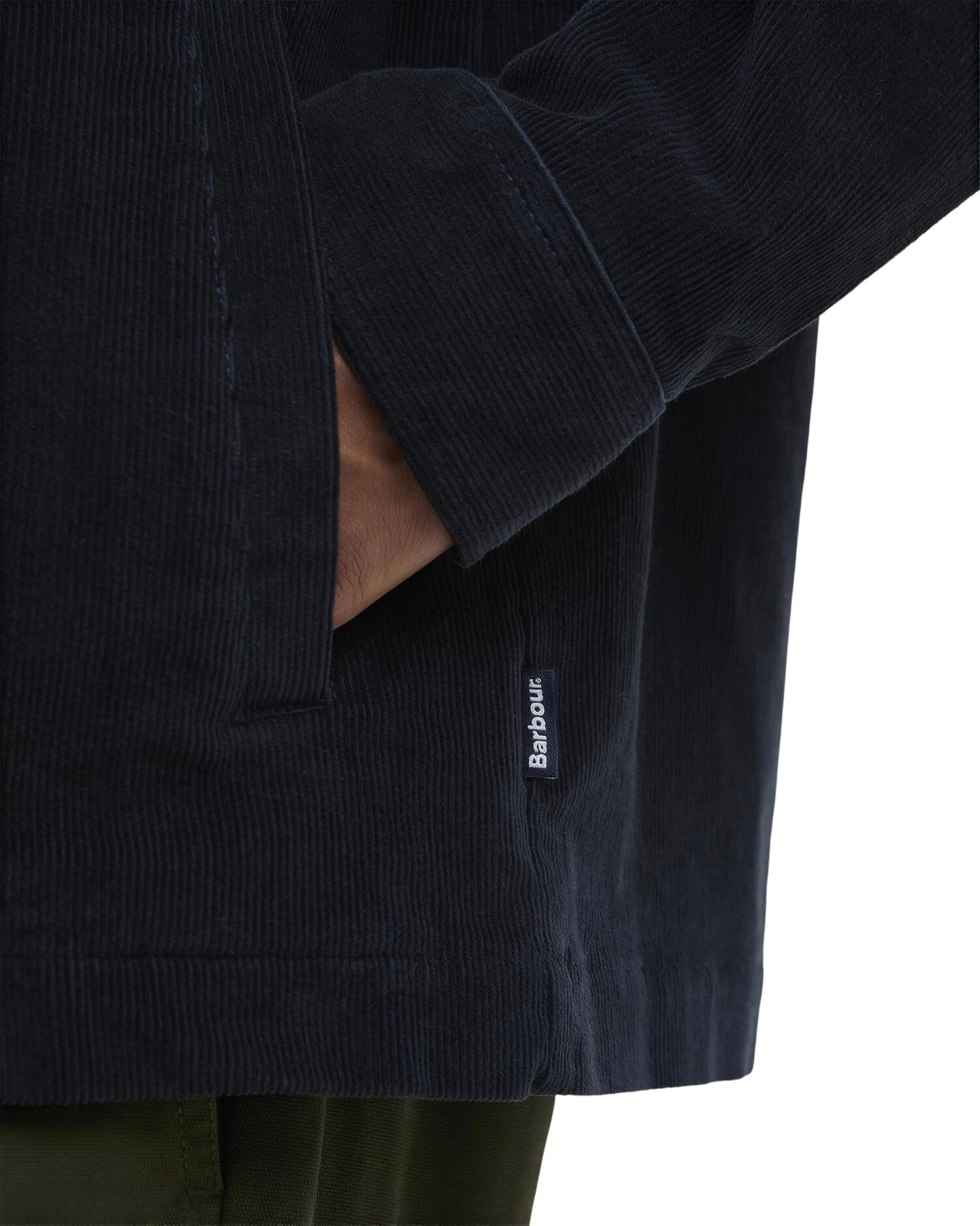 Tartan Trimmed Cord Overshirt Navy