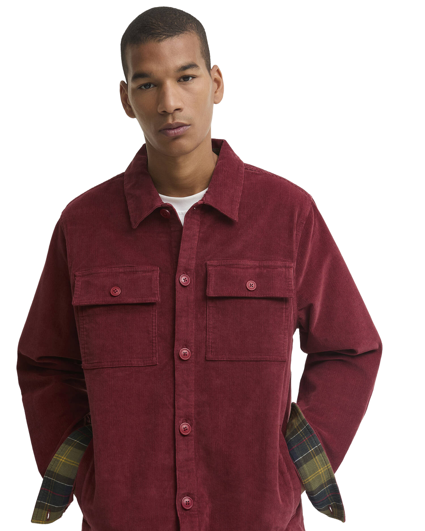 Tartan Trimmed Cord Overshirt Flerfarget