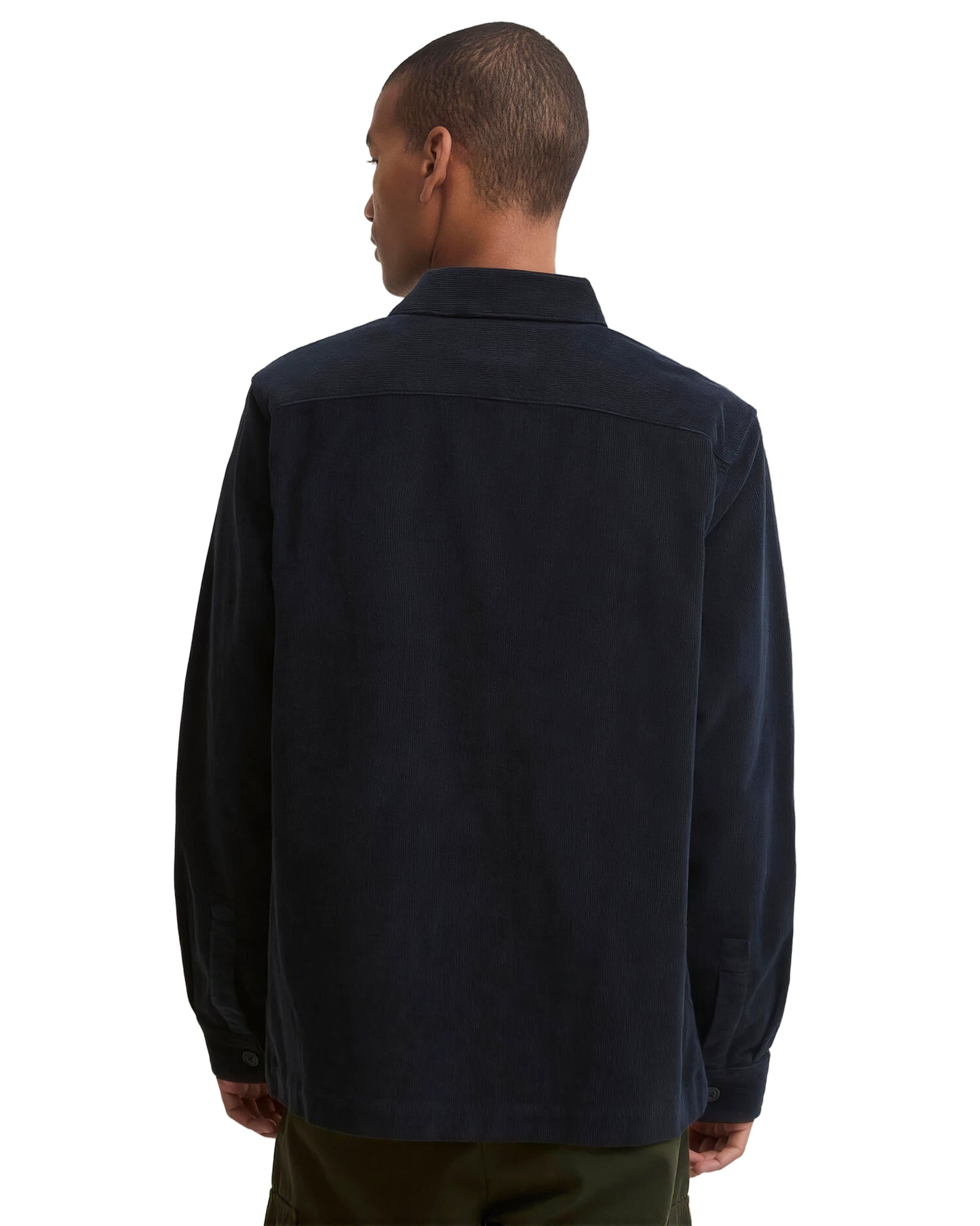 Tartan Trimmed Cord Overshirt Navy