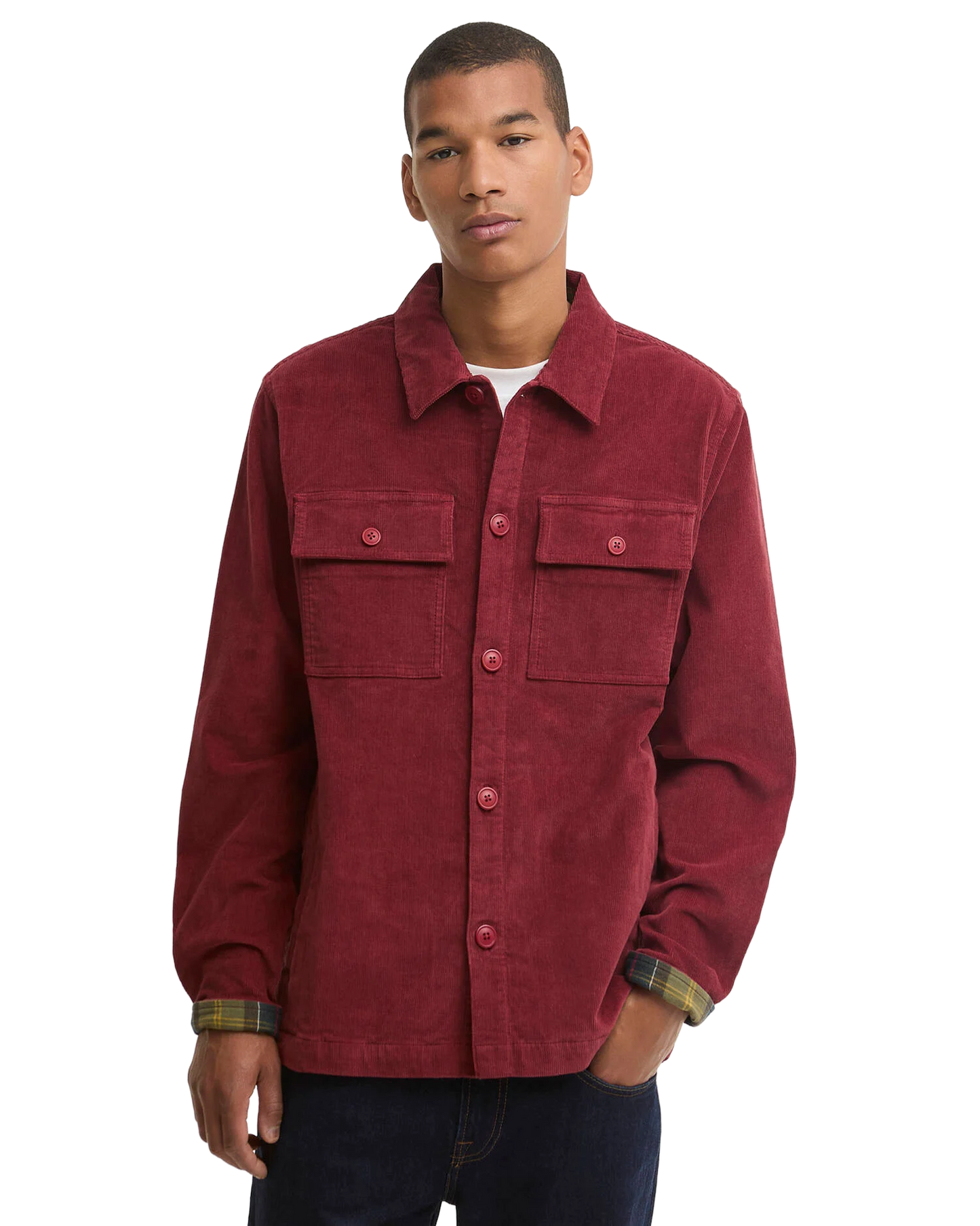 Tartan Trimmed Cord Overshirt Flerfarget