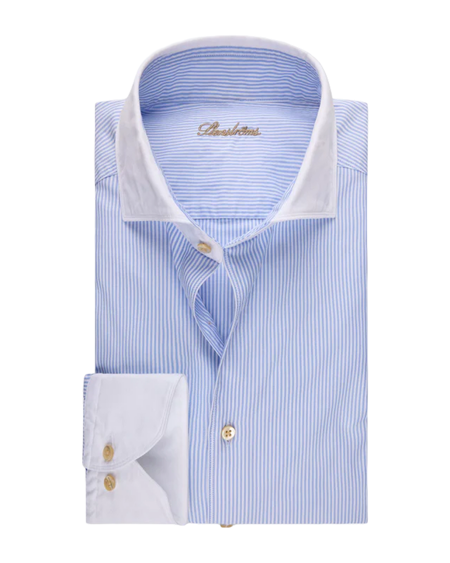 Slimline, C28 White Coll & Rc Cuff Casual Light Blue Stripe