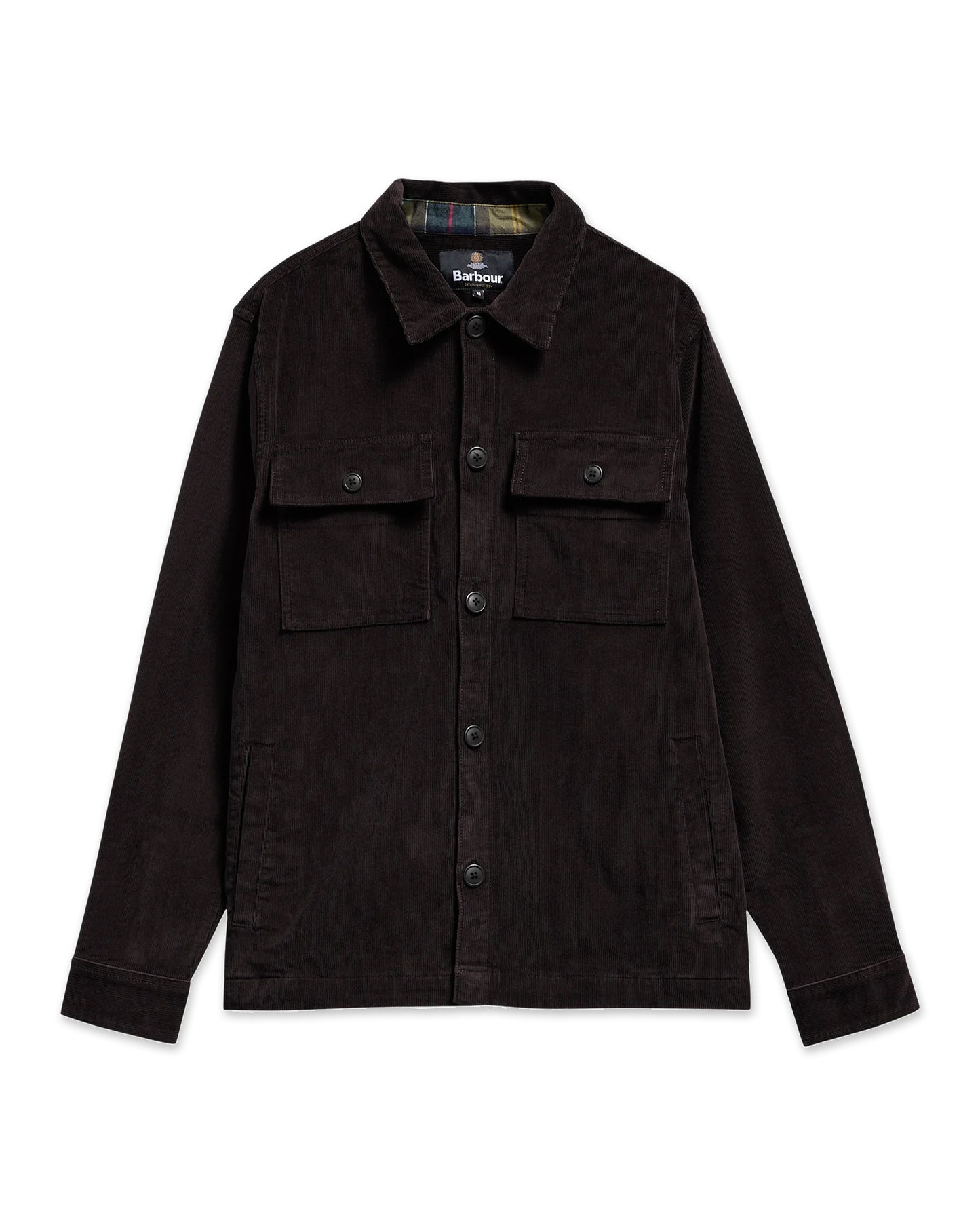Tartan Trimmed Cord Overshirt Olive Oliven