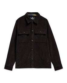 Tartan Trimmed Cord Overshirt Olive Oliven