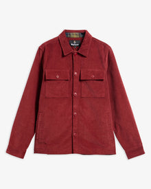 Tartan Trimmed Cord Overshirt Rød