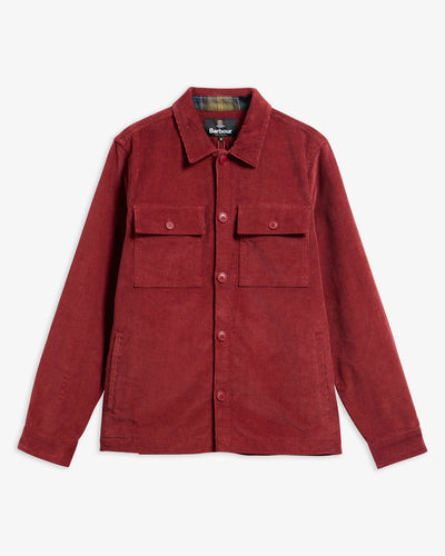 Tartan Trimmed Cord Overshirt Rød