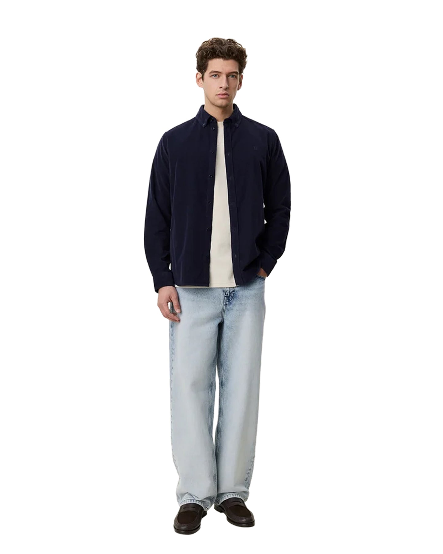 Pinwale Corduroy Shirt Dark Navy Blue