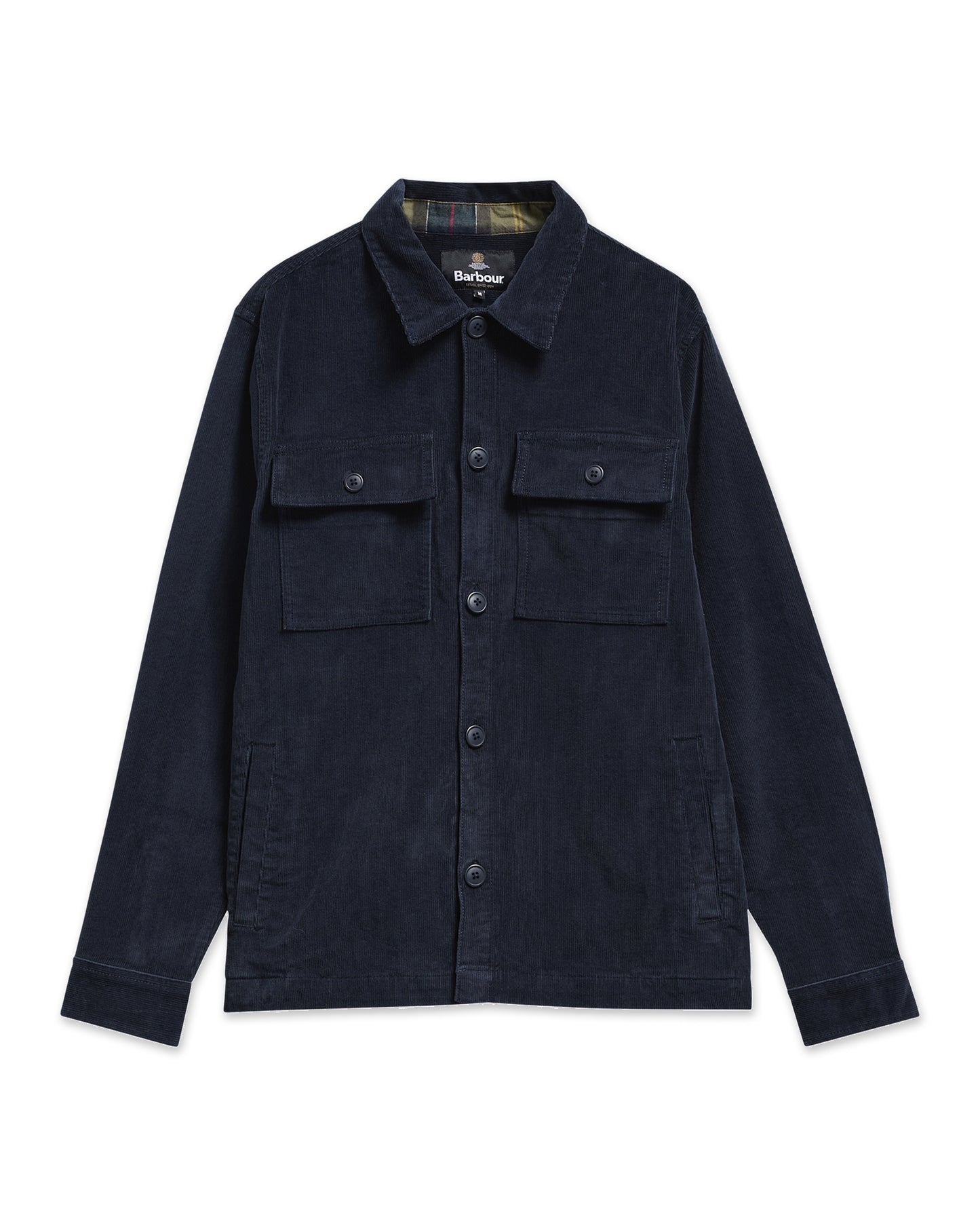 Tartan Trimmed Cord Overshirt Navy