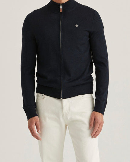 Morris Stockholm Merino Zip Cardigan - Mandy