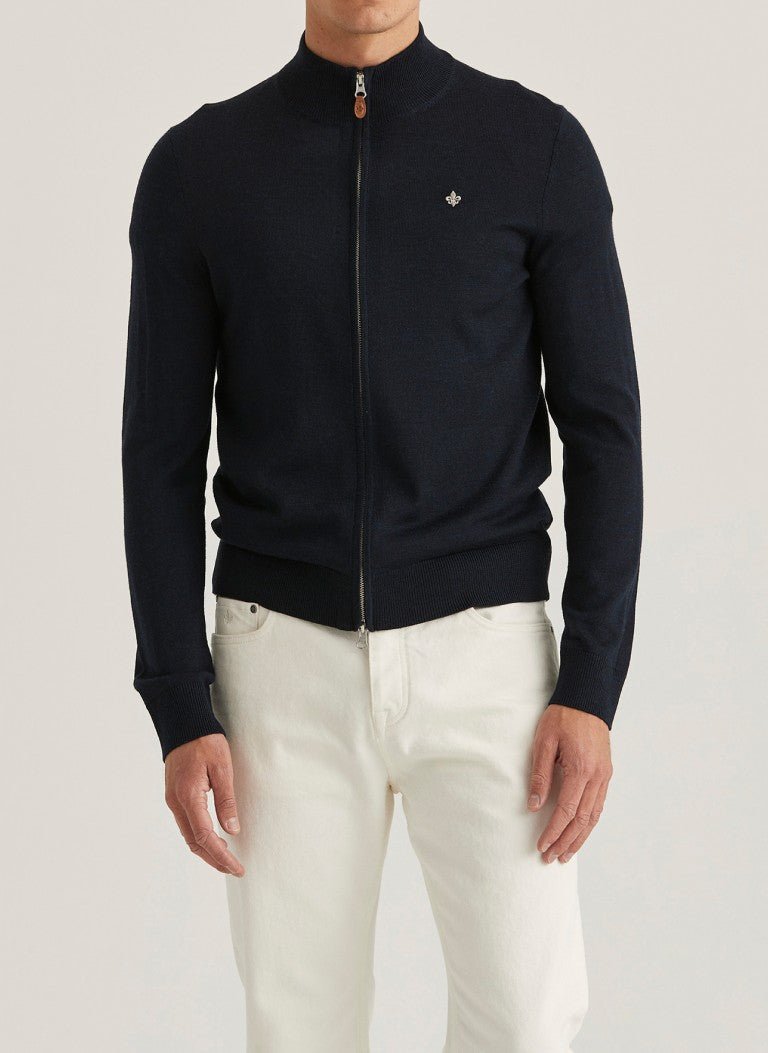 Morris Stockholm Merino Zip Cardigan - Mandy