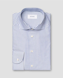 Eton Mid blue Striped Signature Oxford Shirt (Cut Away Single Slim) - Mandy