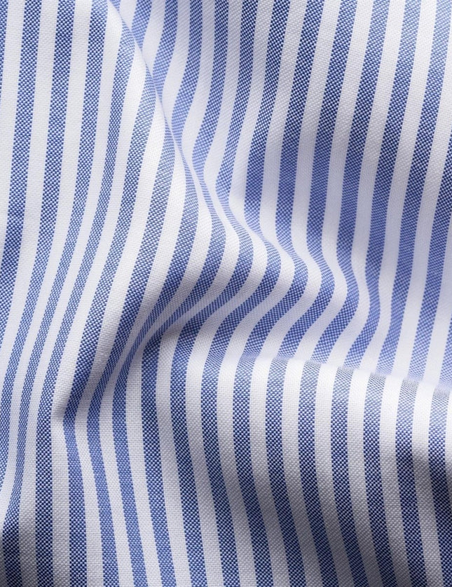 Eton Mid blue Striped Signature Oxford Shirt (Cut Away Single Slim) - Mandy