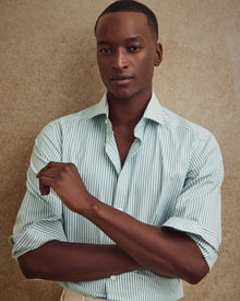 Eton Mid green Striped Signature Oxford Shirt (Cut Away Single Slim) - Mandy