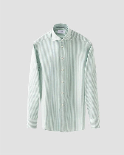 Eton Mid green Striped Signature Oxford Shirt (Cut Away Single Slim) - Mandy